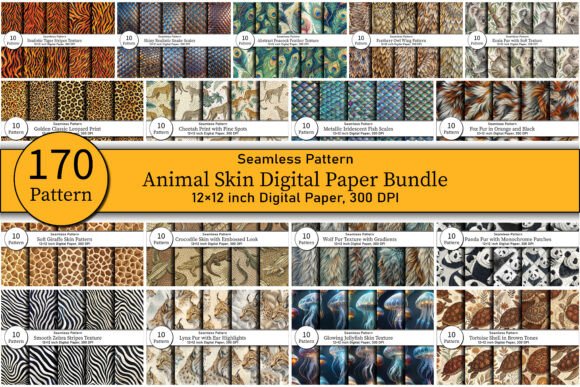 170 Animal Skin Digital Paper Bundle: Integrating High-Resolution Textures into Professional Design Workflows