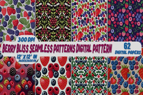 62 Berry Bliss Seamless Patterns Digital