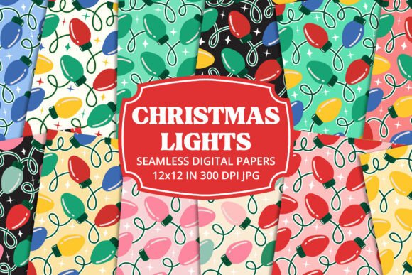 Christmas Lights Seamless Digital Paper: A Sparkling Addition to Your Holiday Projects