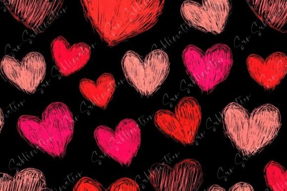 Colorful Heart Patterns on a Black