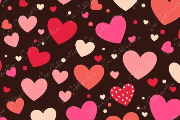 Colorful Heart Patterns on a Brown