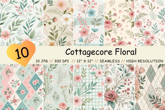 Cottagecore Floral Seamless Pattern Set: A Versatile Design Resource for Creative Projects