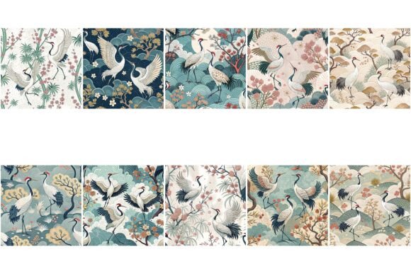 Elegant Crane Birds Japanese Style: A Digital Design Resource Evaluation
