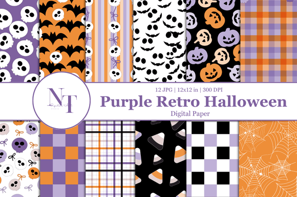 Embrace the Nostalgia: A Comprehensive Guide to Using Purple Retro Halloween Digital Paper for Creative Projects