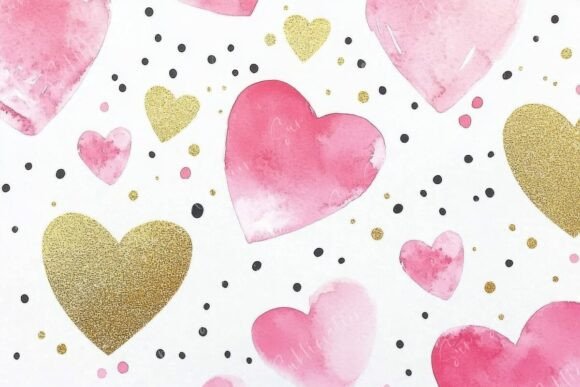 Enhancing Digital and Print Designs with Colorful Heart Patterns with Glittering
