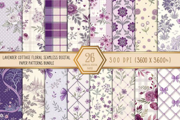 Lavender Cottage Floral Digital Paper