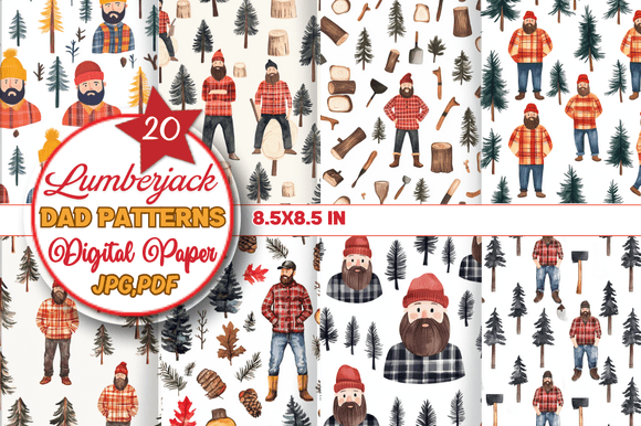 Lumberjack Dad Patterns Digital Paper