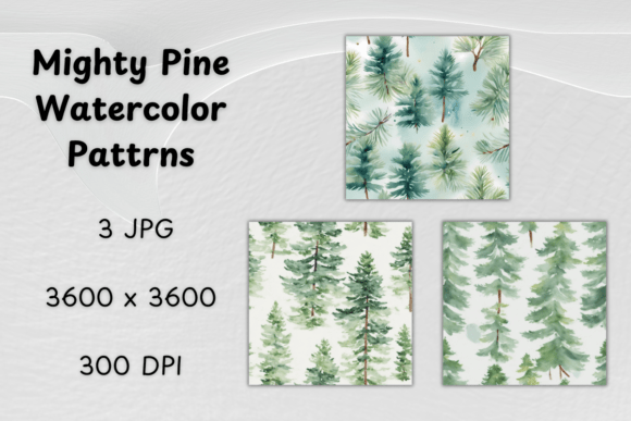 Mighty Pine Watercolor Seamless Patterns