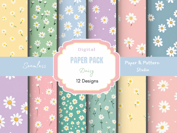 Pastel Daisy Seamless Pattern: Soft Floral Design Assets