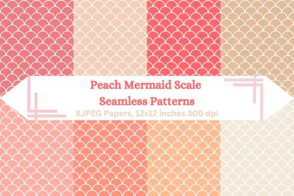Peach Mermaid Scale Seamless Patterns
