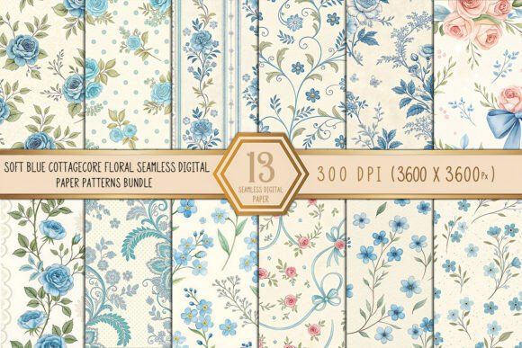 Soft Blue Cottagecore Floral Seamless: A Timeless Design Asset