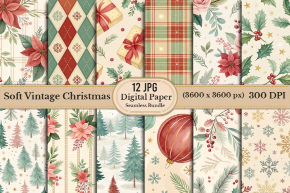 Soft Vintage Christmas Botanical Bundle: A Creative Resource for Festive Design Projects