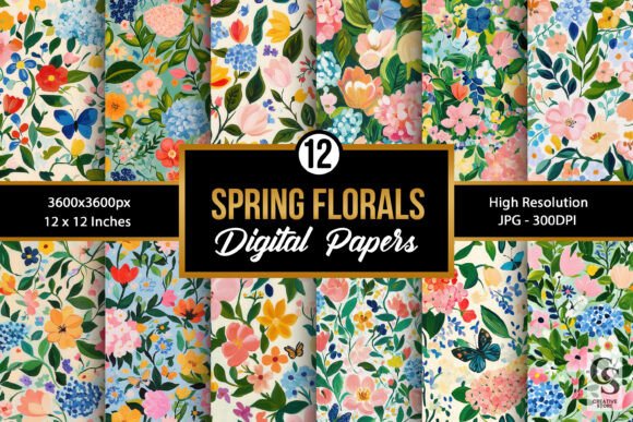 Spring Floral Garden Seamless Patterns