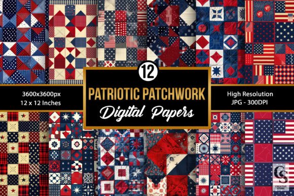 The Art of Red Blue Patriotic Patchwork Patterns: A Comprehensive Guide to Seamless Digital Designs