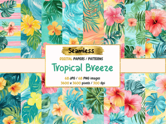 Tropical Breeze Seamless Digital Papers