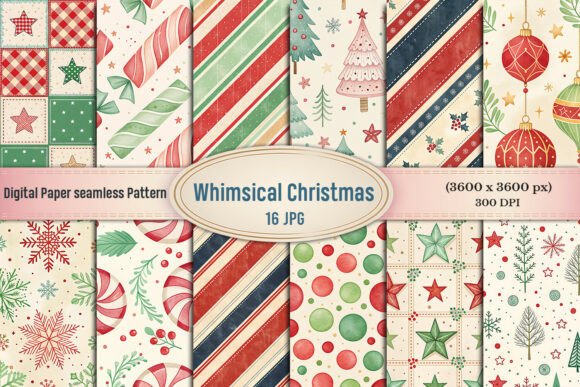 Whimsical Christmas Digital Paper Bundle